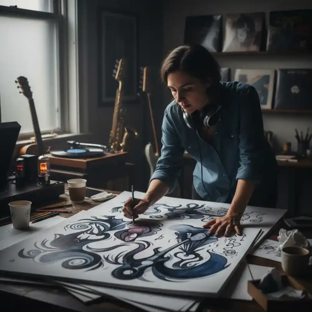 Art Director sketching cover concepts
