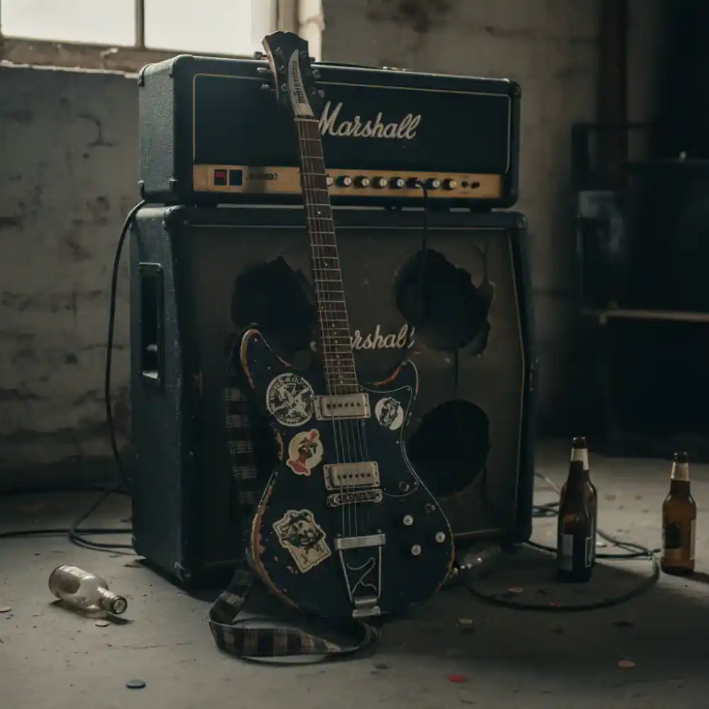 Post punk guitar and amp